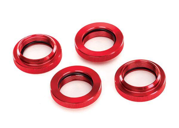 Traxxas 7767R Spring retainer (adjuster) red-anodized aluminum GTX shocks (4) (assembled with o-ring) - Excel RC
