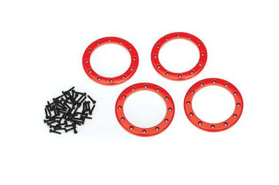 Traxxas 8168R Beadlock rings red (2.2') (aluminum) (4) 2x10 CS (48) - Excel RC