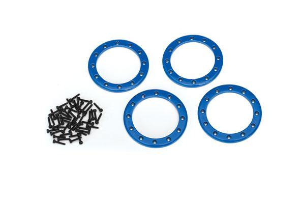 Traxxas 8168X Beadlock rings blue (2.2') (aluminum) (4) 2x10 CS (48) - Excel RC