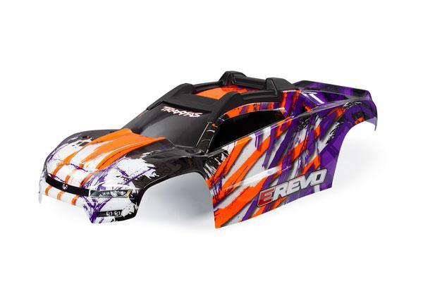 Traxxas 8611T Body E-Revo purple window grille lights decal sheet (assembled with front & rear body mounts and rear body support for clipless mounting) - Excel RC