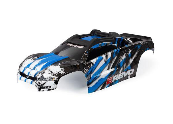 Traxxas 8611X Body E-Revo blue window grille lights decal sheet (assembled with front & rear body mounts and rear body support for clipless mounting) - Excel RC