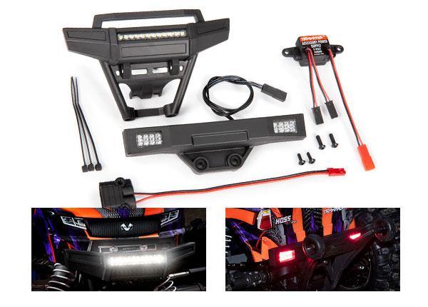LED light set, complete (includes front and rear bumpers with LED lights, 3-volt accessory power supply, and power tap connector (with cable) (fits #9011 body) - Excel RC
