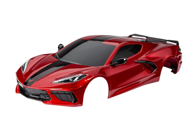 Traxxas 9311R Body, Chevrolet Corvette Stingray, complete (red) (painted, decals applied) (includes side mirrors, spoiler, grilles, vents, & clipless mounting) - Excel RC