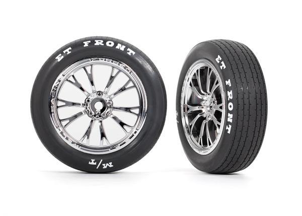 Traxxas 9474R Tires & Wheels, Assembled, Glued (Weld Chrome Wheels, Tires, Foam Inserts) (Front) (2) - Excel RC