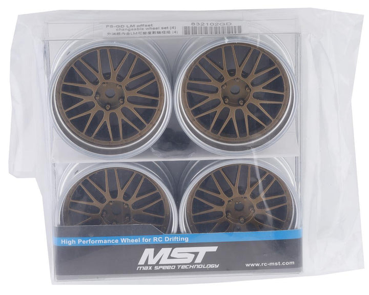 MST MXS-832102GD FS-GD LM Wheel Set (Gold) (4) (Offset Changeable) w/12mm Hex - Excel RC