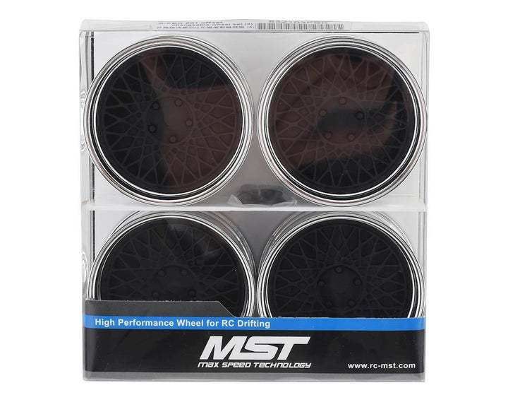 MST MXS-832103FBK 501 Wheel Set (Flat Black) (4) (Offset Changeable) w/12mm Hex - Excel RC