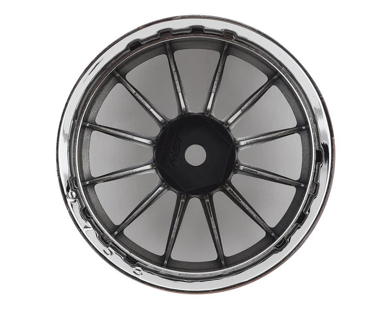 MST MXS-832105SBK S-GD 21 Wheel Set (Silver/Black) (4) (Offset Changeable) w/12mm Hex - Excel RC