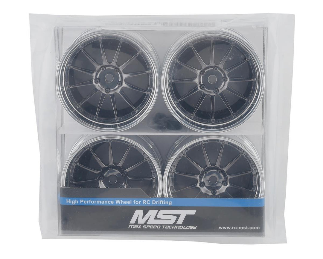 MST MXS-832105SBK S-GD 21 Wheel Set (Silver/Black) (4) (Offset Changeable) w/12mm Hex - Excel RC