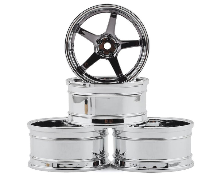 MST MXS-832109SBK GT Wheel Set (Chrome/Black Chrome) (4) (Offset Changeable) - Excel RC