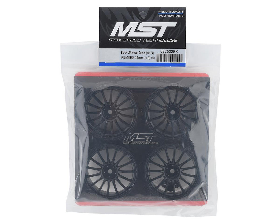 MST MXS-832502BK 24mm LM Wheel (Black) (4) (+0 Offset) - Excel RC