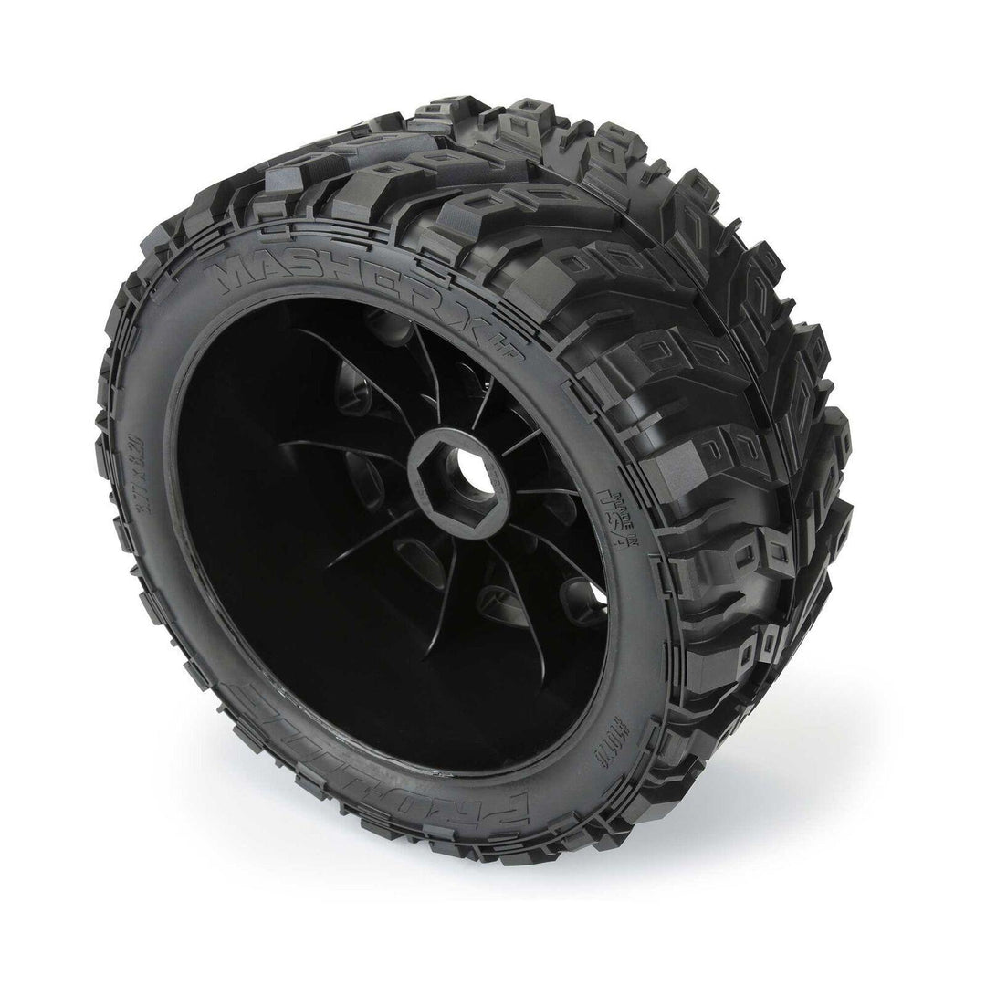 Pro-Line Masher X HP Belted Mounted F/R Tires Raid Black 24mm Wheels PRO1017610 - Excel RC