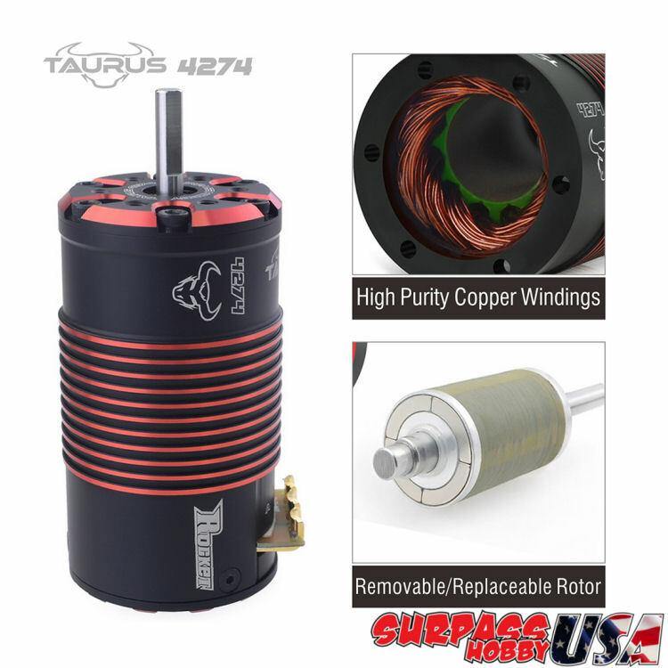 Rocket 1/8 Taurus 4274 Off-Road Sensored Brushless Motor 1400Kv Red and Black - Excel RC