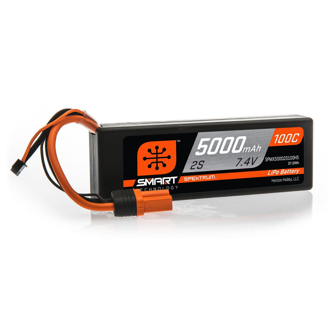 Spectrum 5000mAh 2S 7.4V 100C Smart LiPo Hardcase IC5 SPMX50002S100H5 - Excel RC