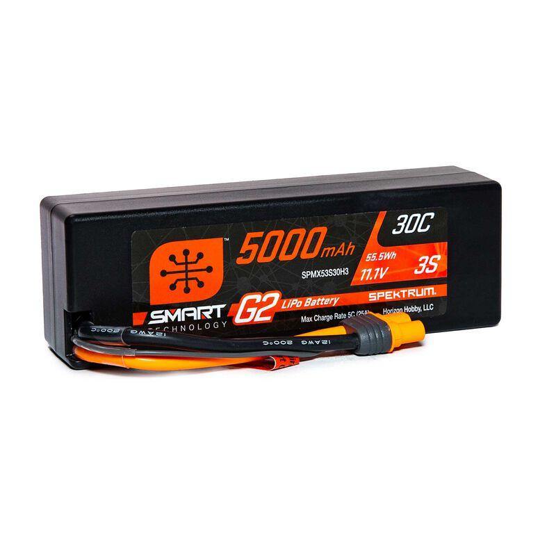 Spektrum 5000mAh 3S 11.1V Smart G2 LiPo 30C Hard Case With IC5 SPMX53S30H5 - Excel RC