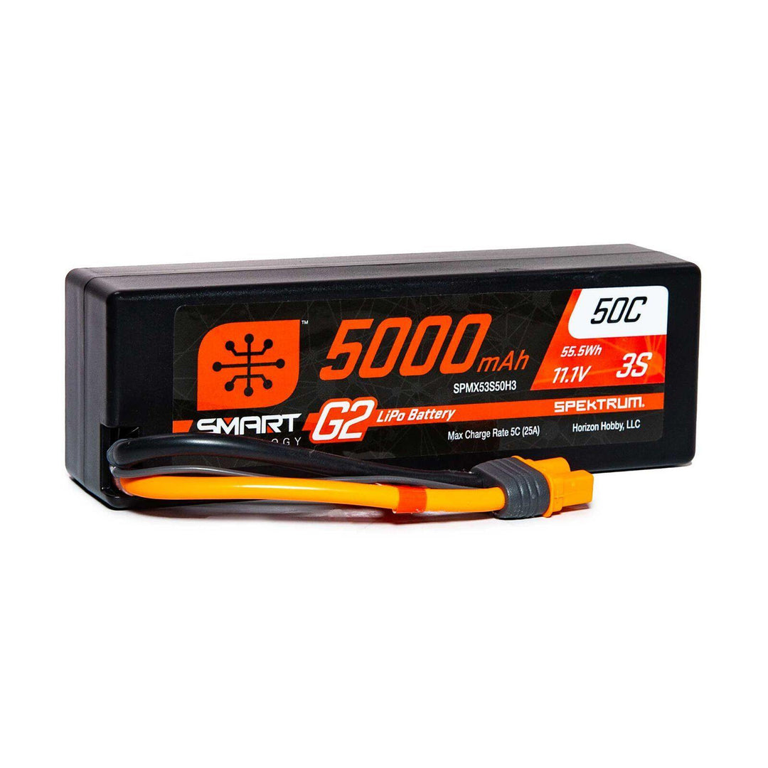 Spektrum 5000mAh 3S 11.1V Smart G2 LiPo 50C Hard Case IC3 SPMX53S50H3 - Excel RC