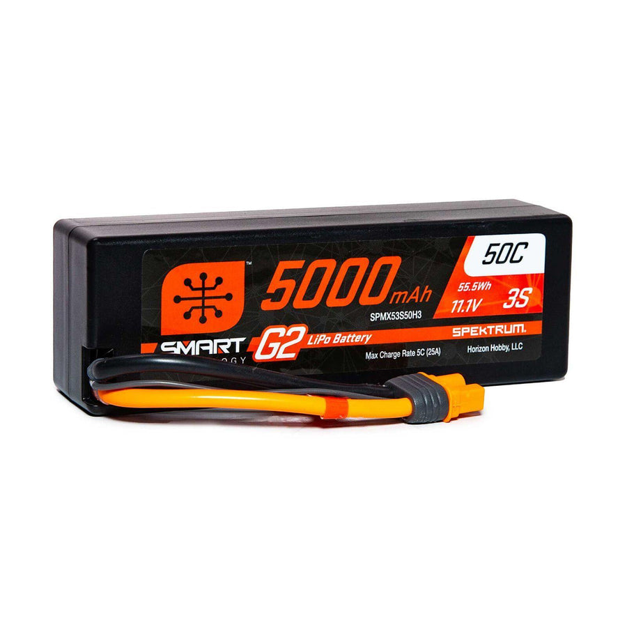 Spektrum 5000mAh 3S 11.1V Smart G2 LiPo 50C Hard Case IC3 SPMX53S50H3 - Excel RC