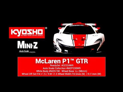 Kyosho MINI-Z RWD McLaren P1 GTR White  ReadySet 32324WR