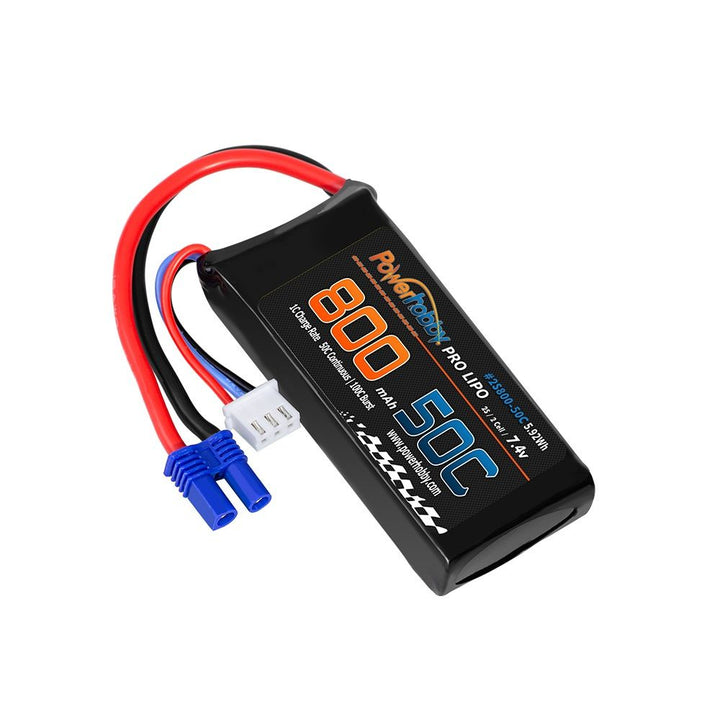 Power Hobby 2S 7.4V 800mAh 50C Lipo Battery With EC2 Plug For Losi Mini-B / Mini-T 2.0