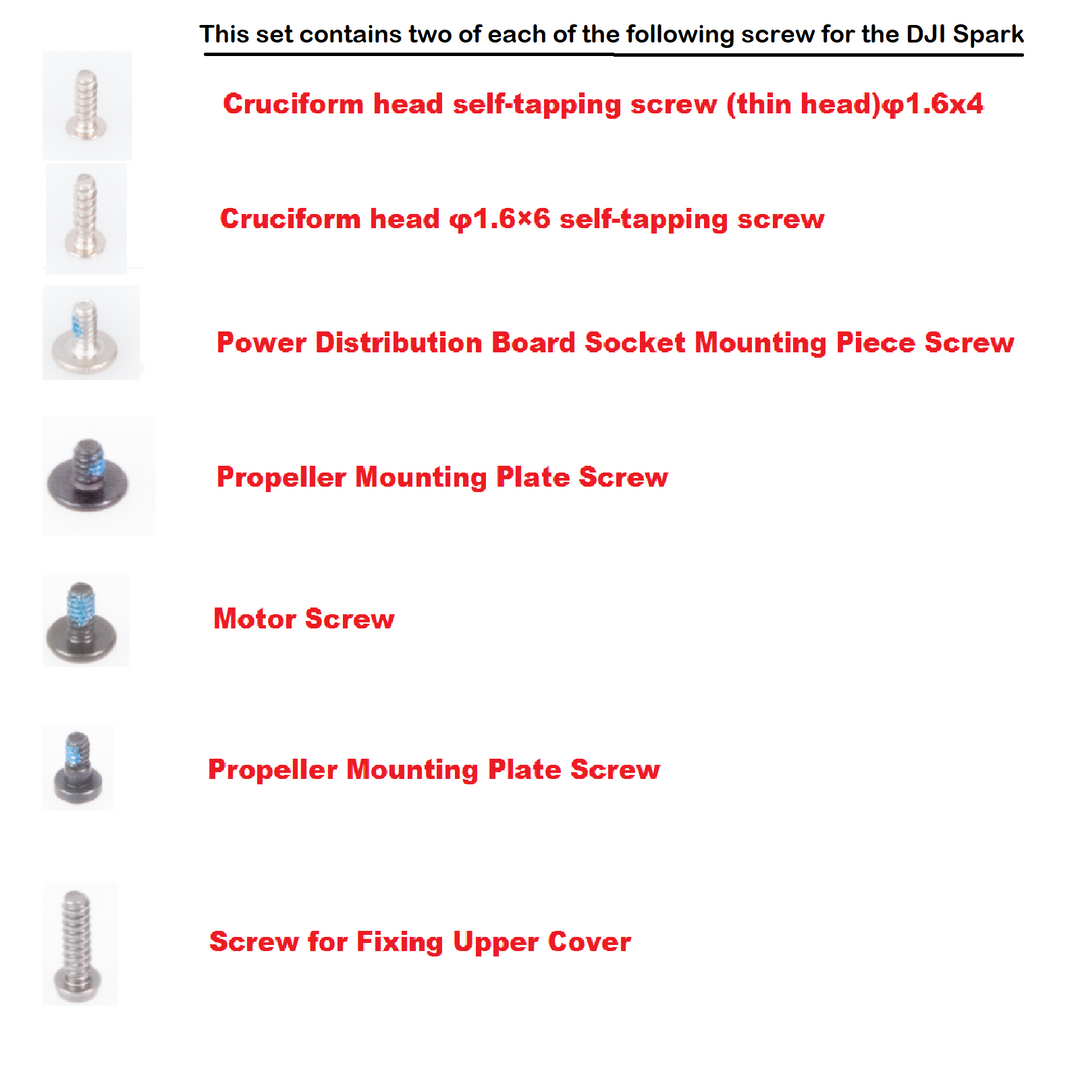 DJI Spark Drone Repair Screw Set Total of 14 Screws Motor, Propeller Upper Cover