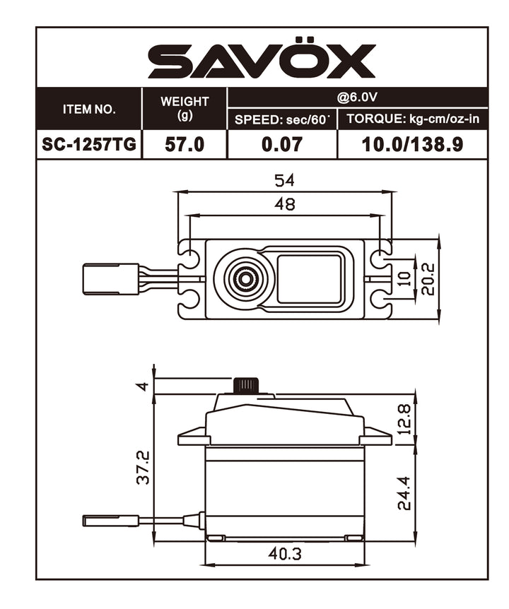 Savox BLACK EDITION STANDARD SIZE CORELESS DIGITAL SERVO .07/139 SAVSC1257TG-BE