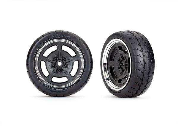 Traxxas 9372 Tires and wheels, assembled, glued (black with chrome wheels, 1.9' Response tires) (front) (2)