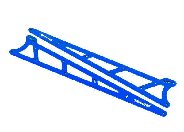 Traxxas 9462X Side Plates, Wheelie Bar, Blue (Aluminum) (2)