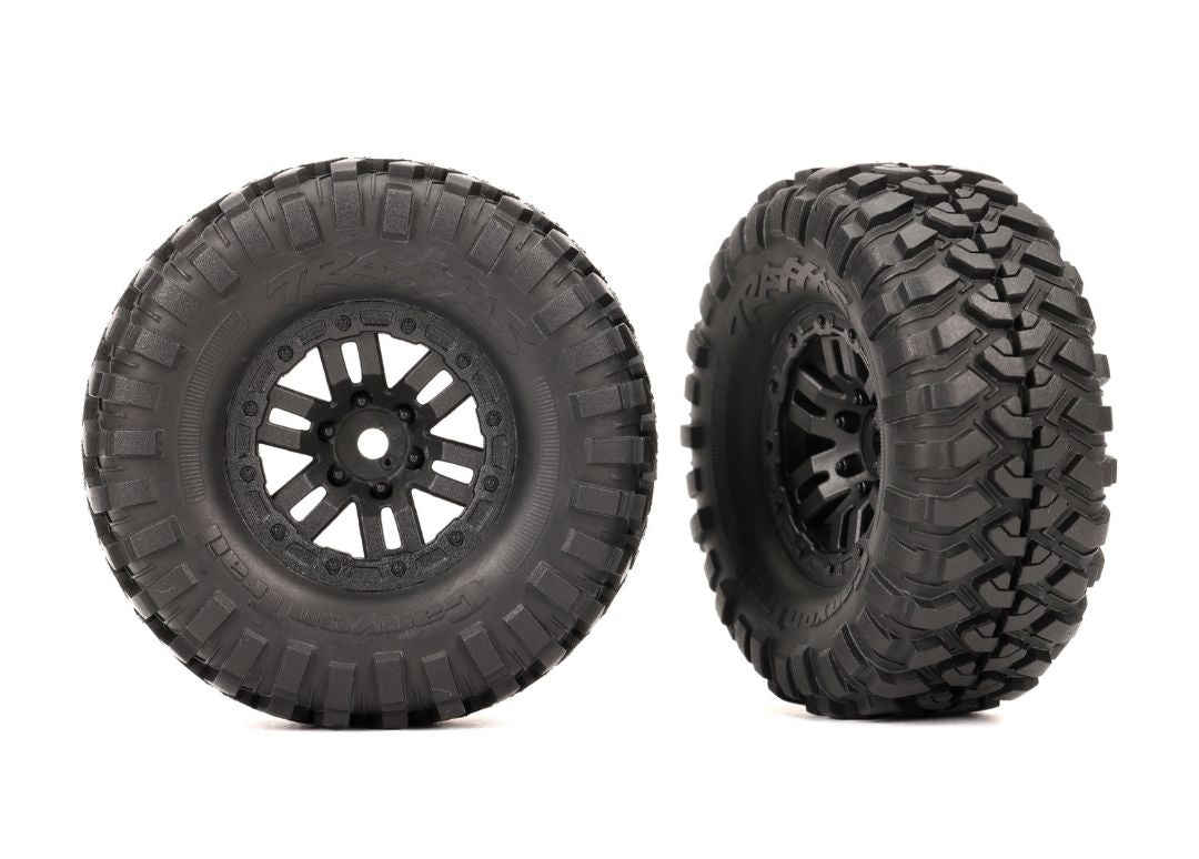 Traxxas Tires & wheels assembled (black 1.0" wheels Canyon Trail 2.2x1.0" tires) (2) 9773