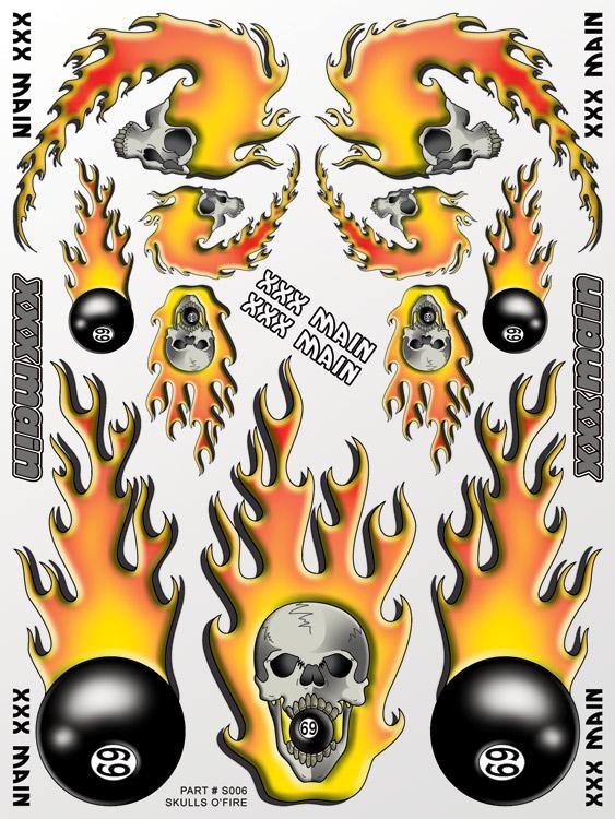 XXX Main Racing Skulls O'Fire Sticker Sheet XXXS006 - Excel RC